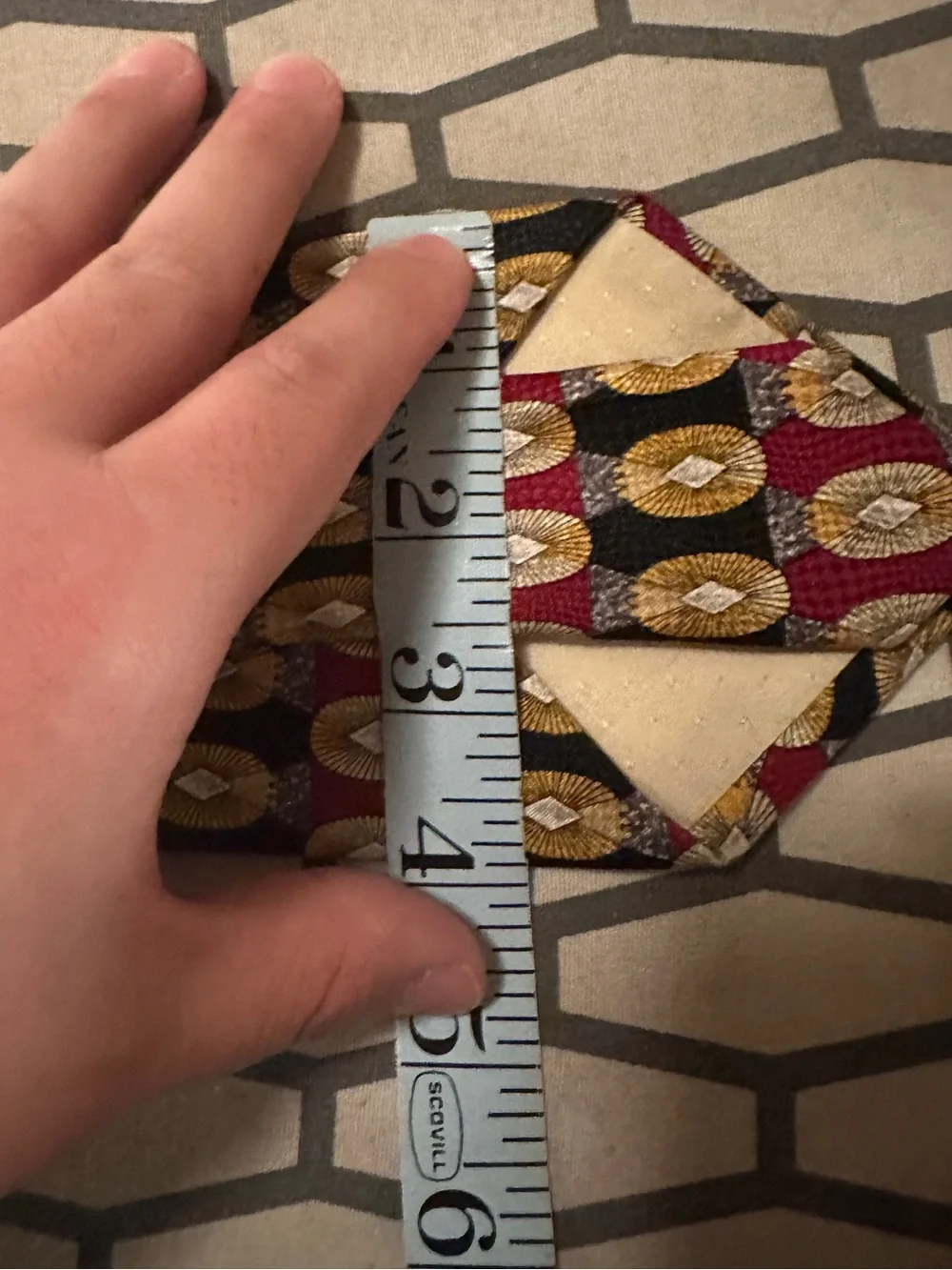 Red black and gold art deco style silk tie